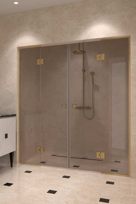 Alcove fitting with a hinged double door with framed fixed parts Vetro 554