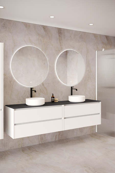 Double cabinet with round countertop basin Classic K04