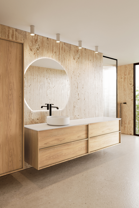 Double cabinet with round countertop basin Casa H09