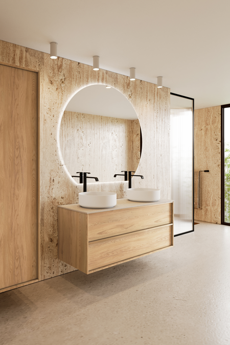 Cabinet with two round countertop basins Casa H10