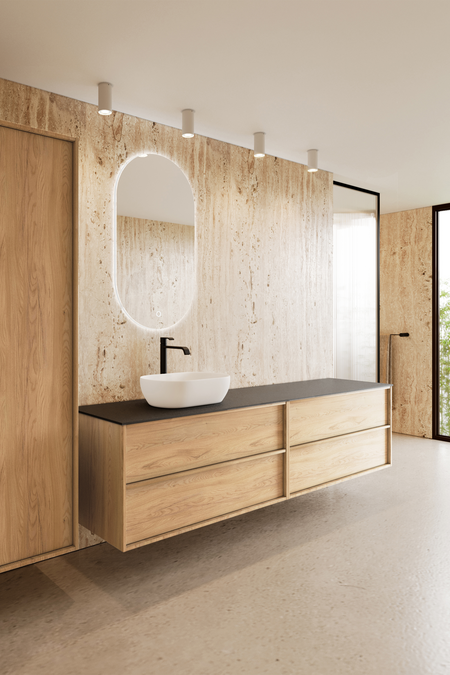 Double cabinet with oval countertop basin Casa H13