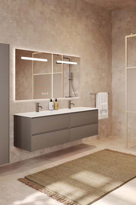 Double cabinet with Corian twin basin Luna L07
