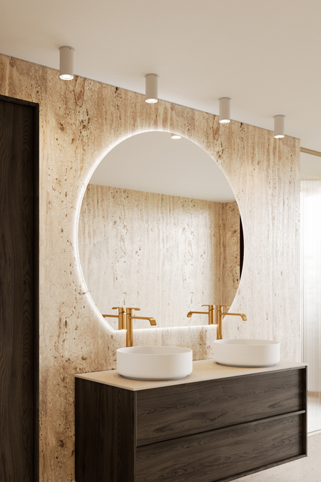Cut round mirror with ambient lighting Trento U10