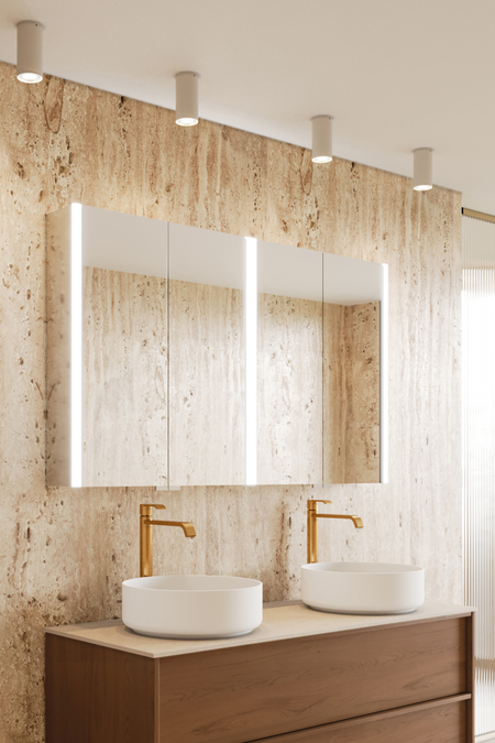 Four door mirror cabinet with surface lighting Modena Q03