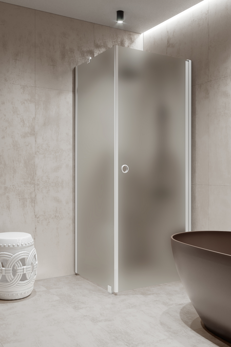 Shower enclosure with a fixed wall and hinged door Forma 368
