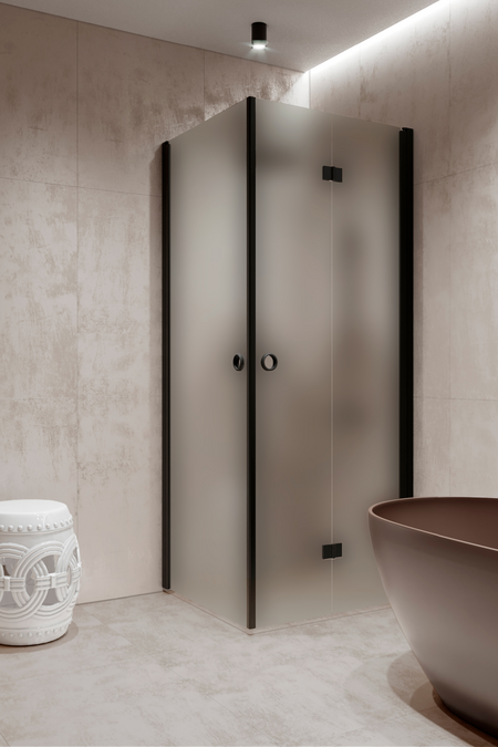 Shower enclosure with a hinged door and a folding door Forma 373