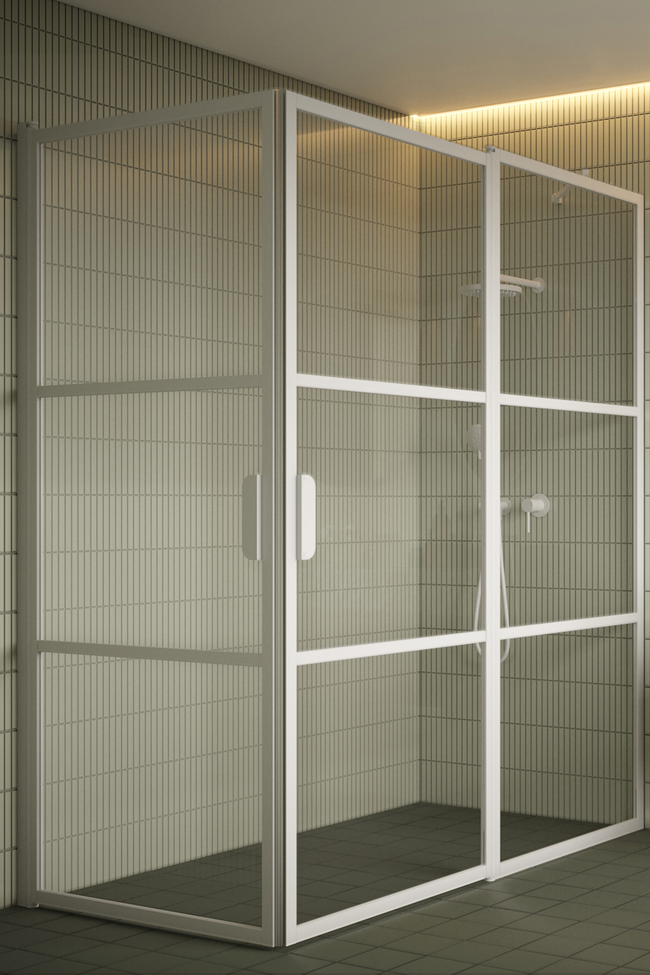 Shower enclosure with hinged doors one of which has a fixed part Bläk 763 Tokyo