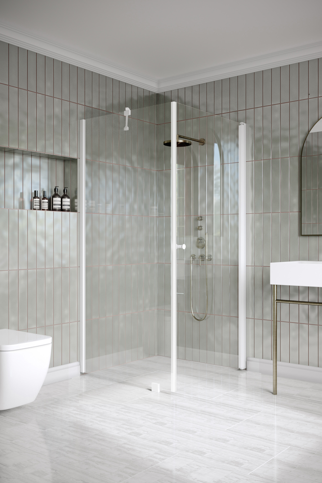 Shower enclosure with a fixed wall and hinged door Classic 146 (101x102)