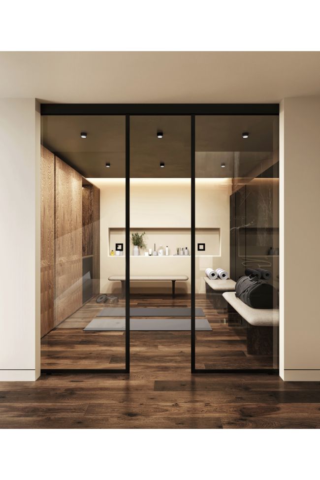 Wall mounted double sliding doors with soft closing Inne W2N New York