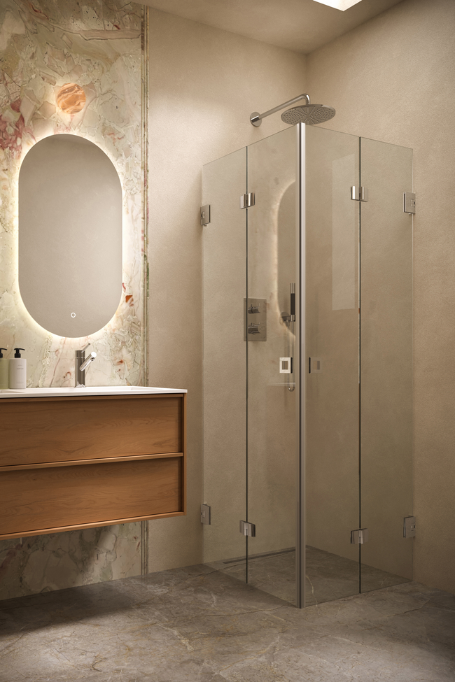 Shower enclosure with folding doors Vetro 546 (513x513)