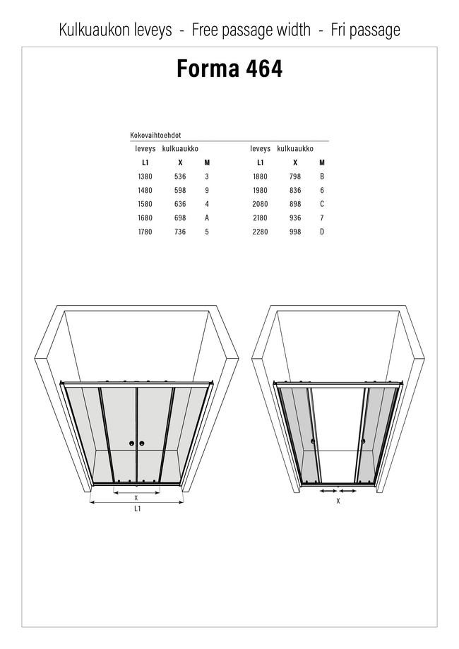 Free passage width - Forma 464