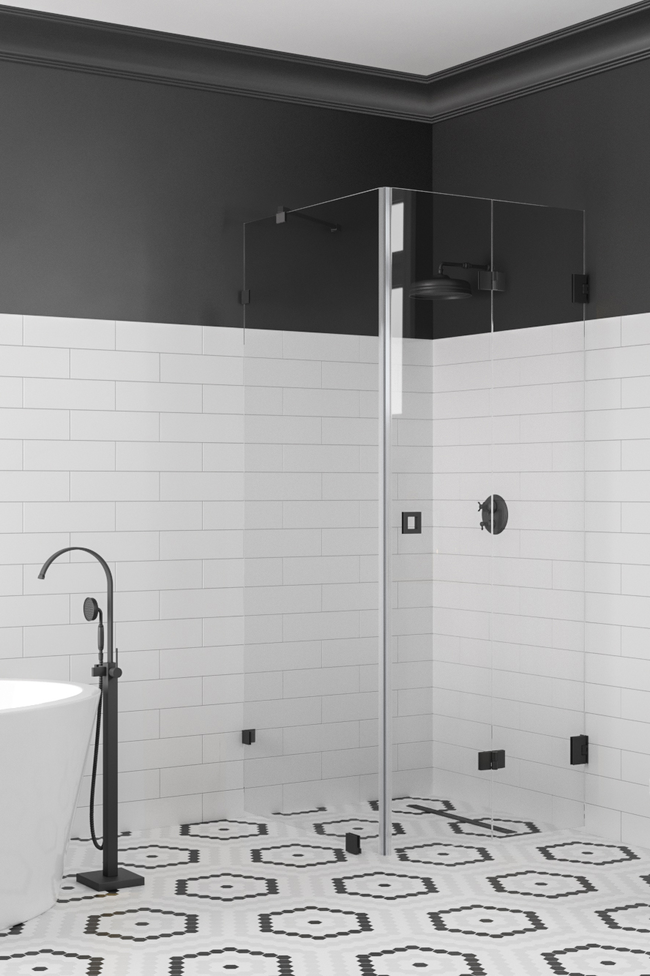 Shower enclosure with a fixed wall and a folding door Vetro 541 (511x513)