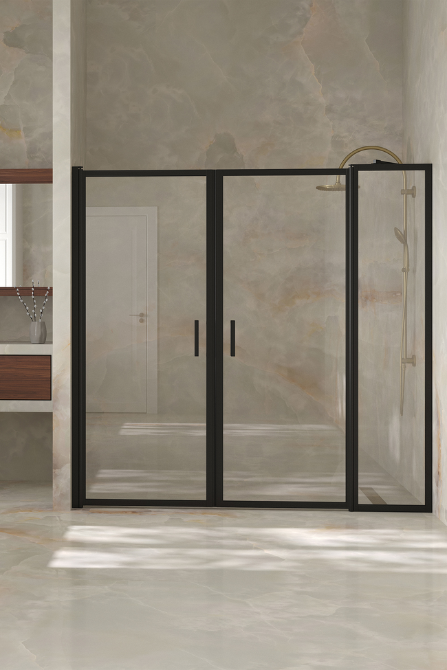 Alcove fitting with a hinged double door, one of which has a fixed part Bläk 743 New York