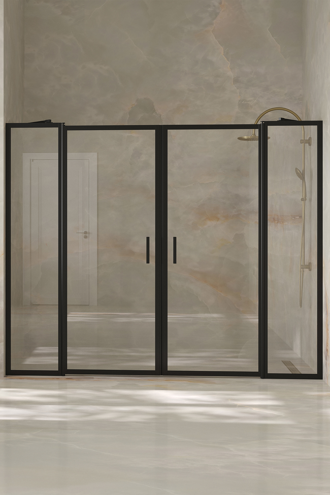 Alcove fitting with a hinged double door with fixed parts Bläk 744 New York