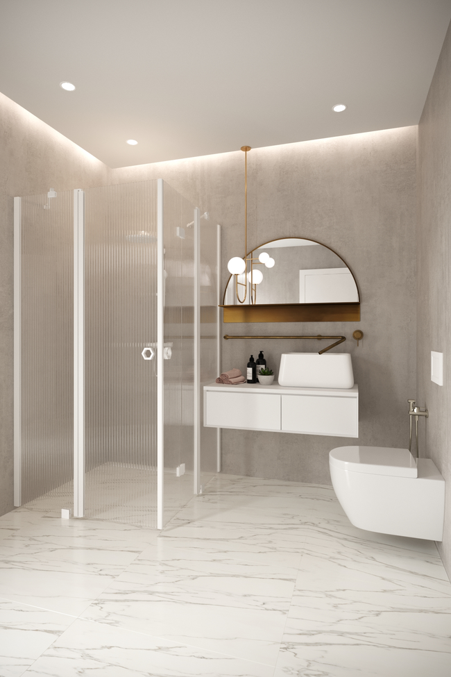 Shower enclosure with a hinged and a folding door with fixed parts Forma 380