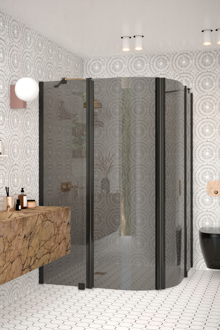 Curved shower enclosure with hinged doors with fixed parts Infinia 276 (224x224)