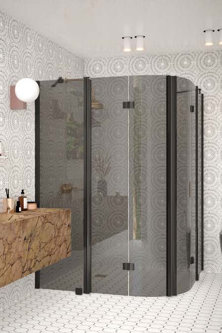 Curved shower enclosure with folding doors which have fixed parts Infinia 278 (225x225)