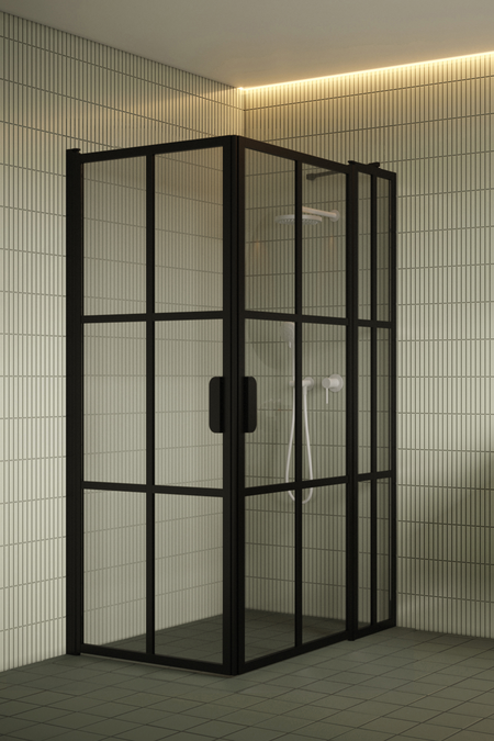 Shower enclosure with hinged doors one of which has a fixed part Bläk 768 Paris