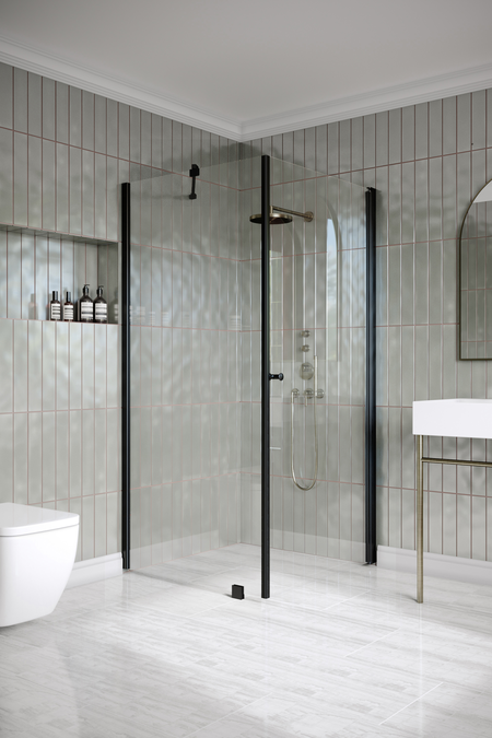 Shower enclosure with a fixed wall and hinged door Classic 146 (101x102)