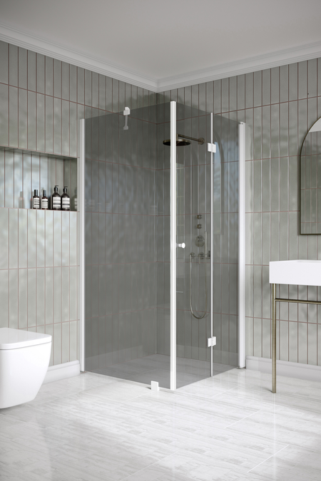 Shower enclosure with a fixed wall and folding door Classic 147 (101x103)