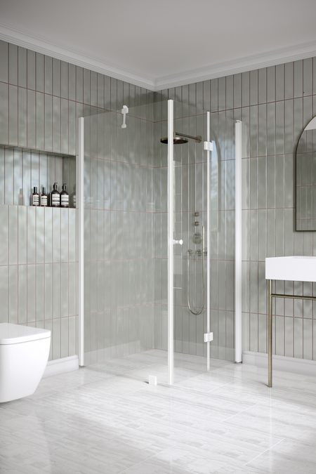 Shower enclosure with a fixed wall and folding door Classic 147 (101x103)