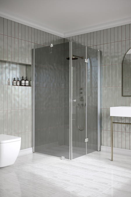 Shower enclosure with a fixed wall and folding door Classic 147 (101x103)