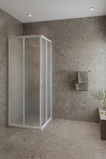 Shower enclosure with fixed walls and sliding doors Glisse 431