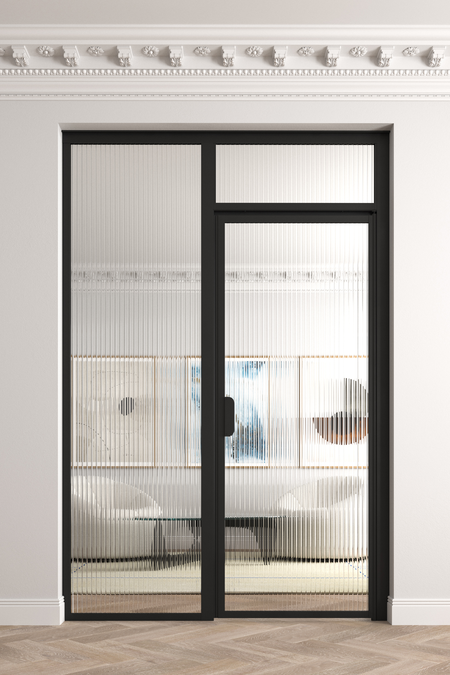 Glass wall with fixed panel on handle side and upper window Bläk 707 New York
