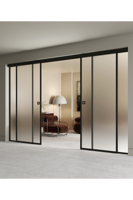 Double sliding doors with soft closing mechanism and 2 fixed walls Sonata C4N New York