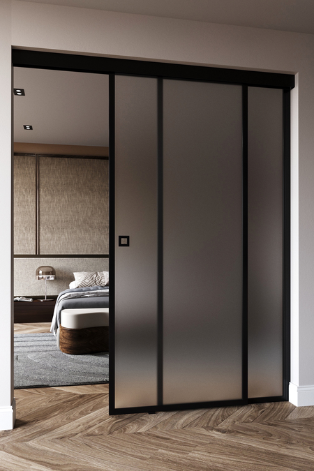 Sliding door with soft closing mechanism and fixed wall Sonata C5N New York