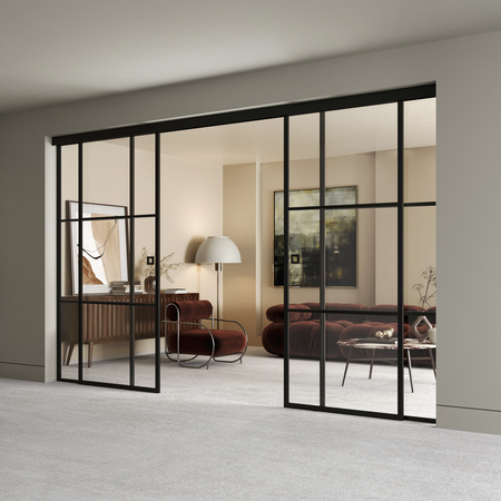 Double sliding doors with soft closing mechanism and 2 fixed walls Sonata C4T Tokyo