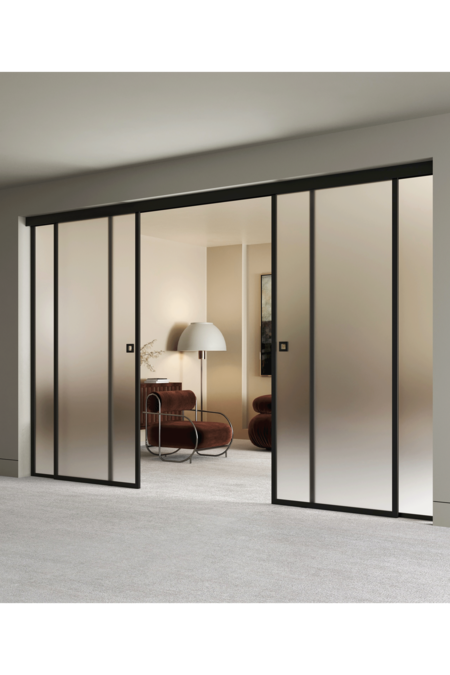 Double sliding doors with soft closing mechanism and 2 fixed walls Inne C4N New York
