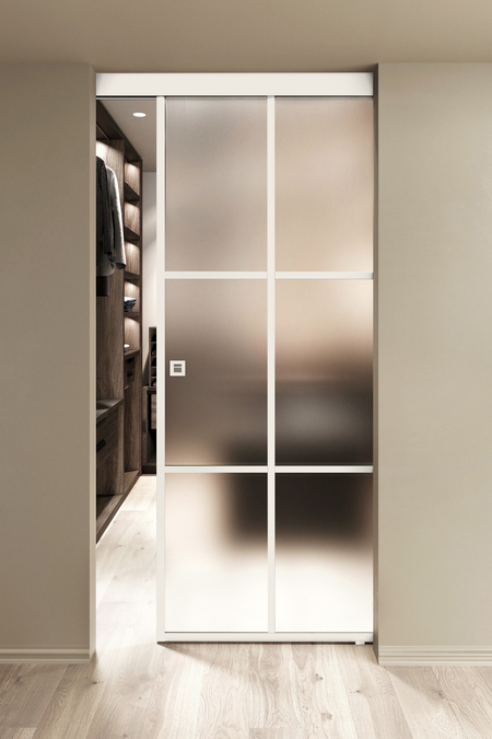 Ceiling mounted sliding door with soft closing mechanism Inne C1P Paris