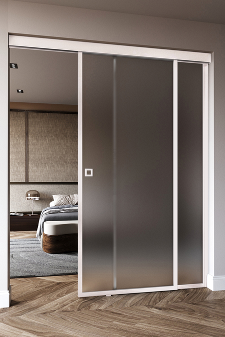 Sliding door with soft closing mechanism and fixed wall Inne C5N New York