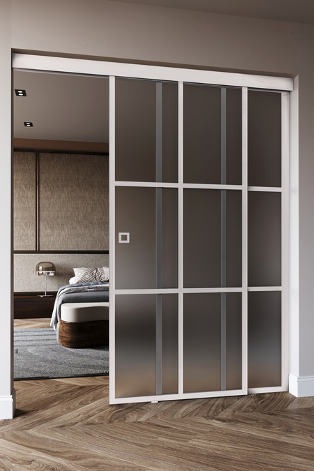 Sliding door with soft closing mechanism and fixed wall Inne C5P Paris