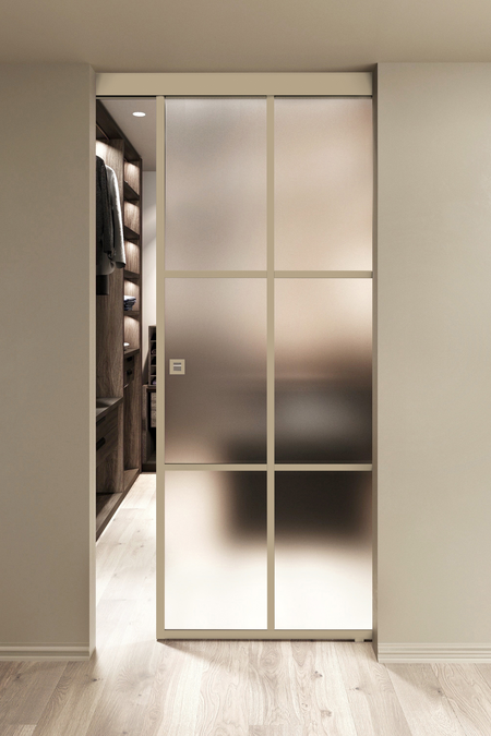 Ceiling mounted sliding door with soft closing mechanism Inne C1P Paris