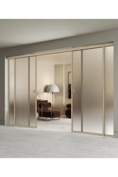 Double sliding doors with soft closing mechanism and 2 fixed walls Inne C4N New York