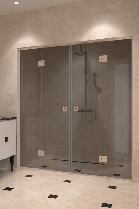Alcove fitting with a hinged double door with framed fixed parts Vetro 554