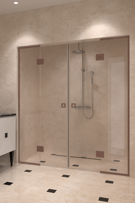 Alcove fitting with a hinged double door with framed fixed parts Vetro 554