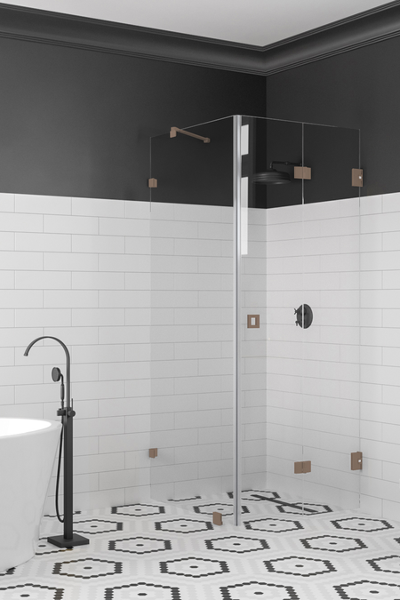 Shower enclosure with a fixed wall and a folding door Vetro 541 (511x513)