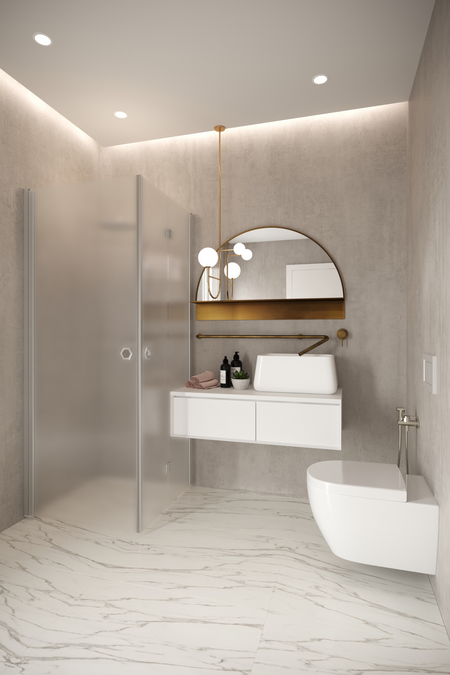 Shower enclosure with a hinged door and a folding door Forma 373