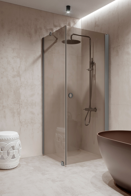 Shower enclosure with a fixed wall and hinged door Forma 368