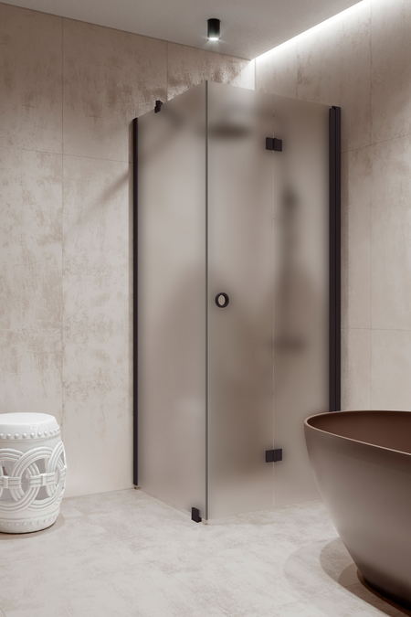 Shower enclosure with a fixed wall and folding door Forma 369