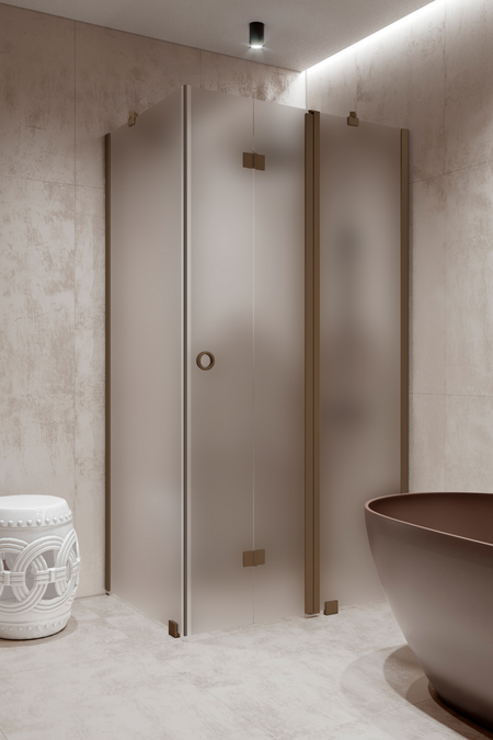Shower enclosure with a fixed wall and a folding door with a fixed part Forma 371