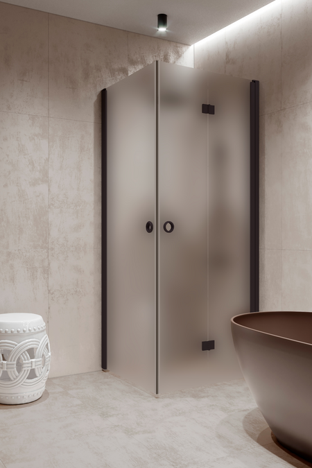 Shower enclosure with a hinged door and a folding door Forma 373