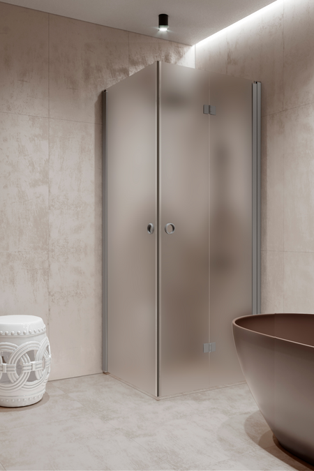Shower enclosure with a hinged door and a folding door Forma 373