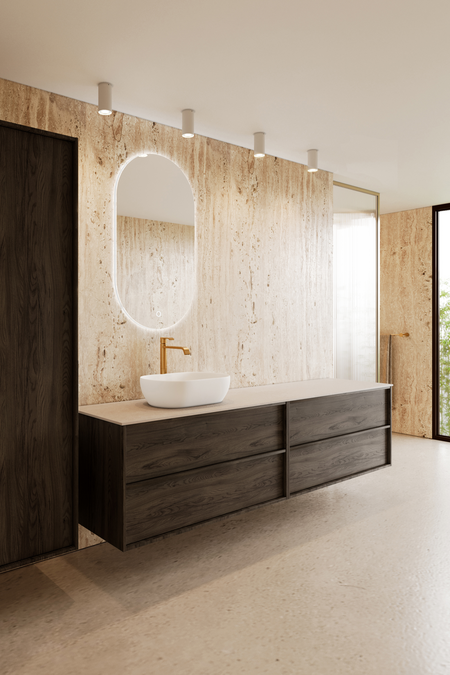 Double cabinet with oval countertop basin Casa H13