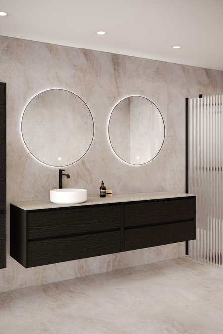 Double cabinet with round countertop basin Classic K04