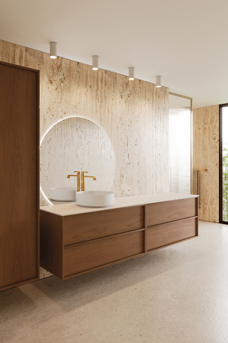 Double cabinet with round countertop basin Casa H09