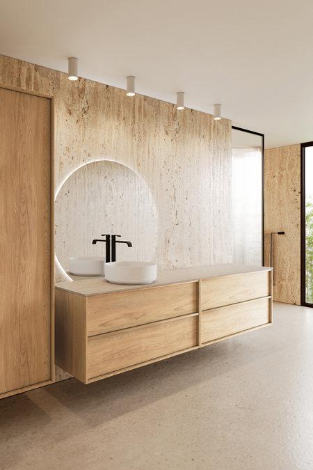 Double cabinet with round countertop basin Casa H09